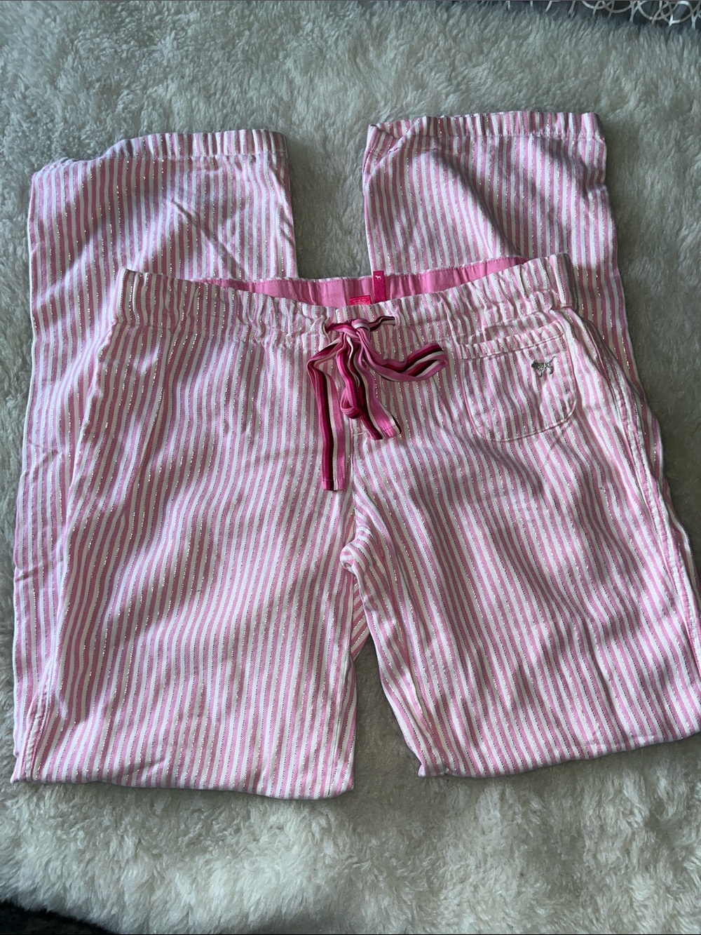Pink Striped Jogger Pants with Drawstring Waist size XS